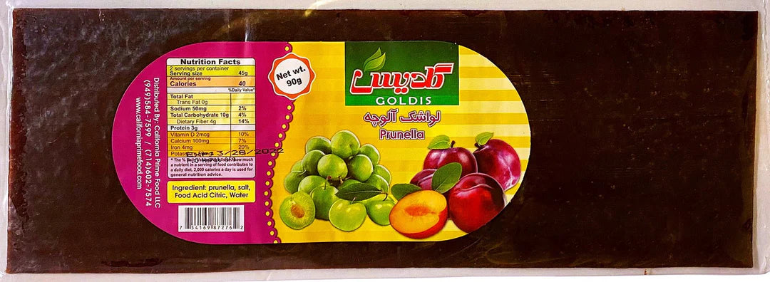 Large Fruit Leather - Prune (Lavashak Aloocheh) by Goldis – 90g All-Natural Persian Snack