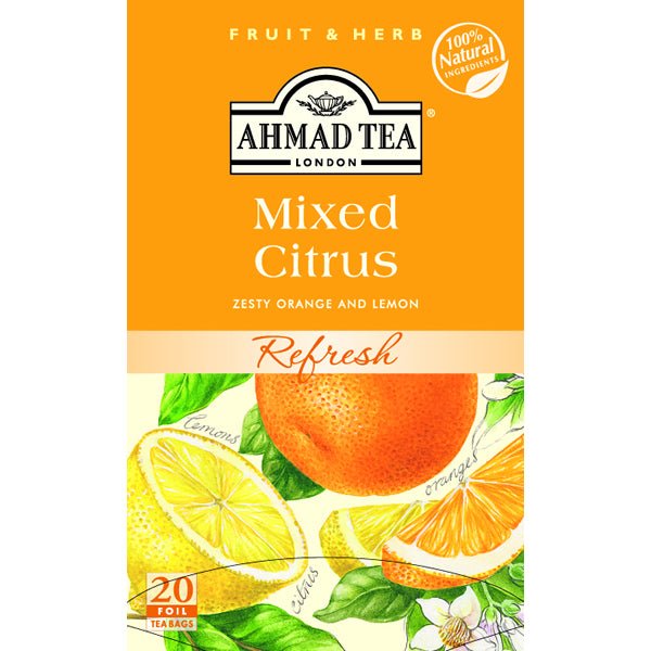 Ahmad Mixed Citrus Orange & Lemon Herbal Tea 20 Tea Bags 1.4 oz.