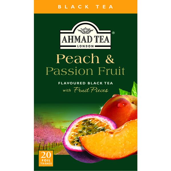 Ahmad Peach & Passion Fruit Flavoured Black Tea 20 Tea Bags 1.4 oz.