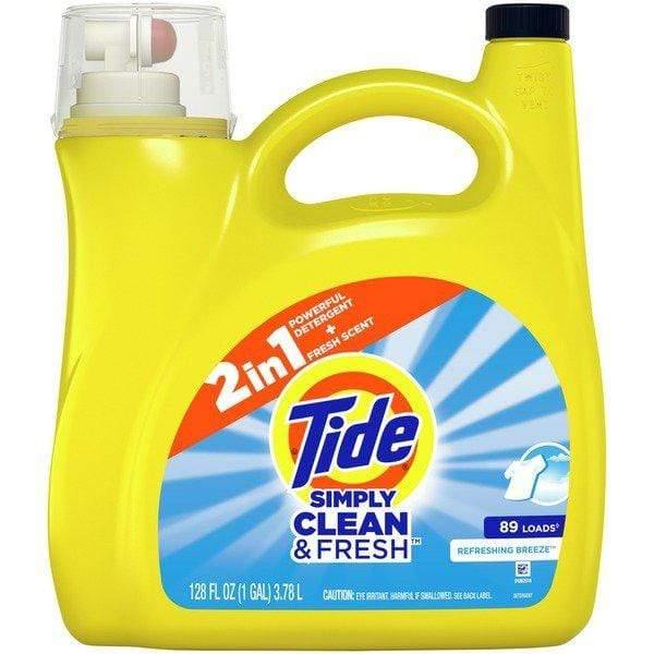 Tide Simply Clean & Fresh Liquid Laundry Detergent, Refreshing Breeze 128 oz مایع رختشویی