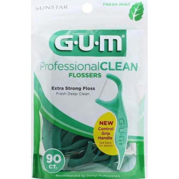 GUM Flossers, Professional Clean, Fresh Mint 90 ct nakhe dandan nakh dandoon نخ دندان