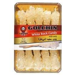 Golchin White Rock Candy With Stick, Nabat Sefid Chobi, نبات سفید نی دار