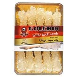 Golchin White Rock Candy With Stick, Nabat Sefid Chobi, نبات سفید نی دار