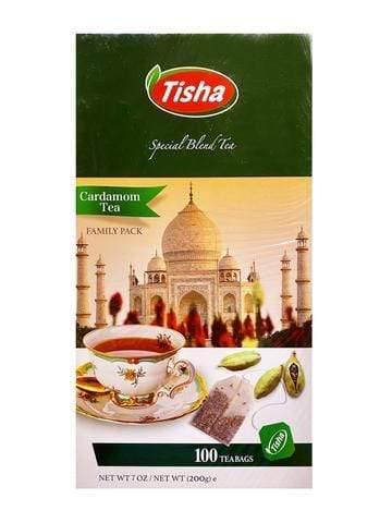 Tisha cardamom tea   Ingredients: Pure Ceylon Tea, Natural Cardamom Flavor   Non GMO, 100 Tea Bags  چای هل دار تیشا کیسه ای