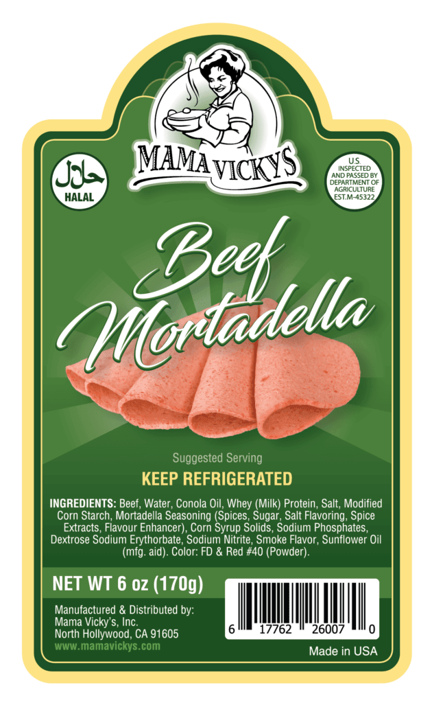 Halal Beef Mortadella Without Garlic and Pistachios
