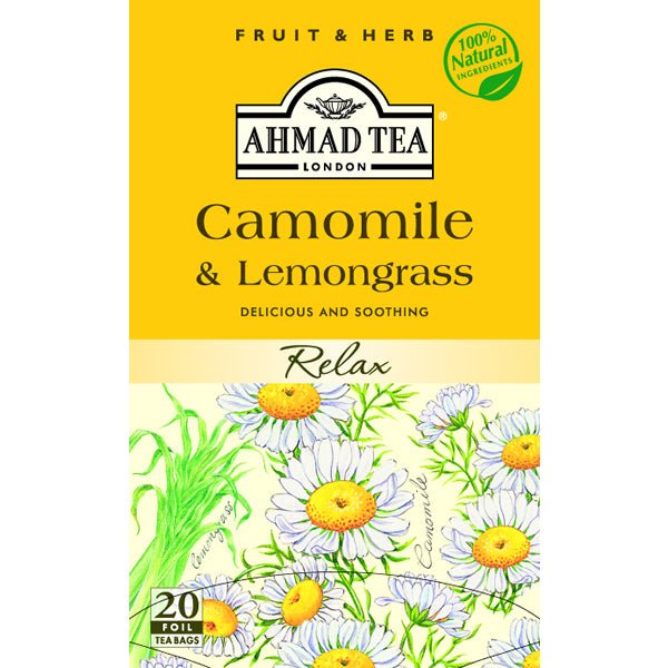 Ahmad Herbal Camomile & Lemongrass  20 Foil Tea Bags  1.4 oz.