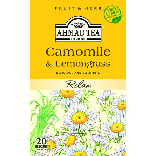 Ahmad Herbal Camomile & Lemongrass  20 Foil Tea Bags  1.4 oz.