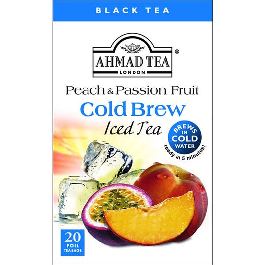 Ahmad Peach Passion Fruit Ice Tea | Cold Brew 20 Foil Tea Bags