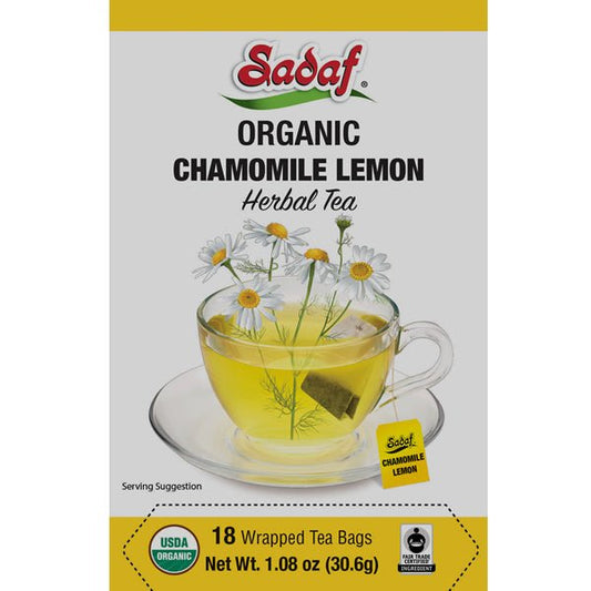 Sadaf Organic Chamomile Lemon Tea | 18 Wrapped Tea Bags