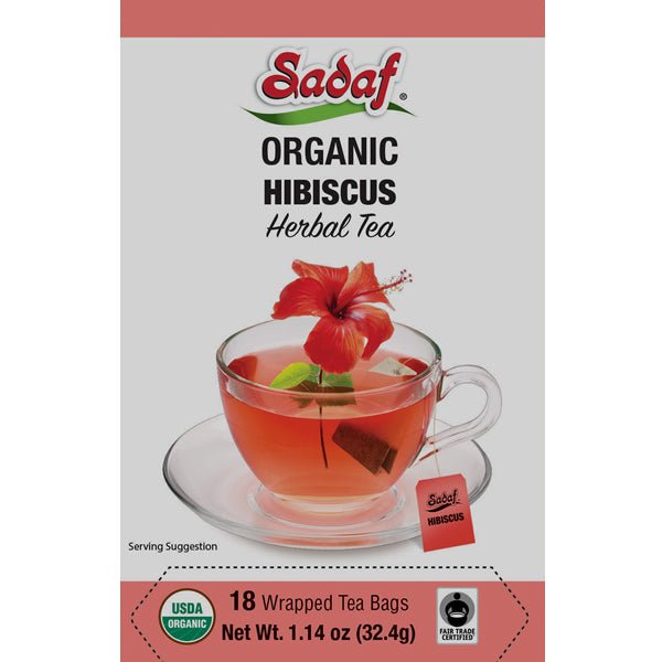 Sadiq Tea Sadaf Organic Hibiscus Tea | 18 Wrapped Tea Bags