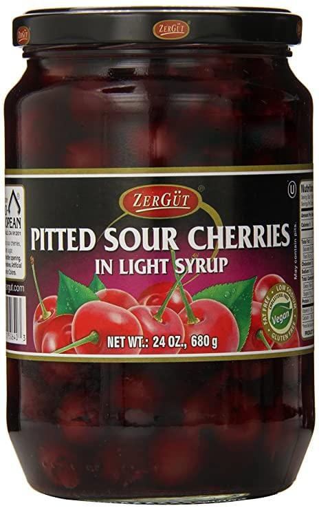 Zergut Pitted Sour Cherries In Light Syrup 24 oz